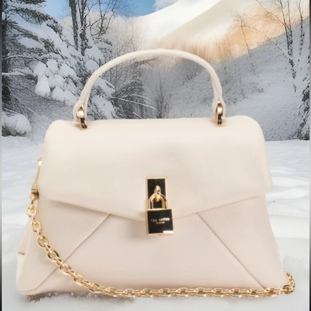 🆕 Ted Baker Poppy Mini Satchel Natural Cream Leather Crossbody Bag - Picture 3 of 14